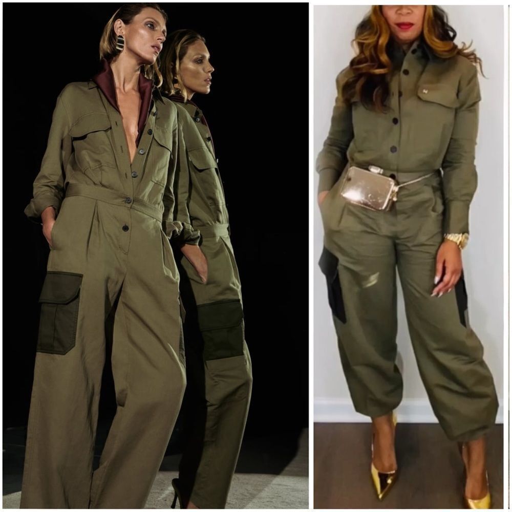 ZARA PATCHWORK JUMPSUIT LIMITED EDITION
KHAKI GRE… - image 2